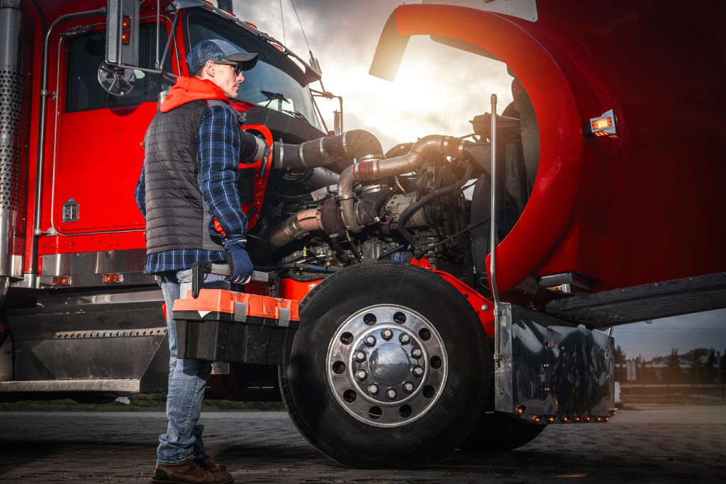 Boise transportation industry worker inspecting a truck as part of a regulated workplace environment